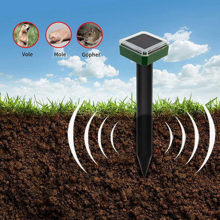 6pk Upgrade Mole Repellent for lawns Gopher Repellent Ultrasonic Solar Powered Snake Repellent Deterrent Mole Repeller Vole Repellent Outdoor Lawns Garden Yard All Pests Sonic Spikes Stakes Chaser