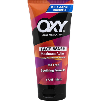 Oxy Acne Medication Face Wash - Maximum Action with Maximum Strength 10% Benzoyl Peroxide (5 Fl Oz)