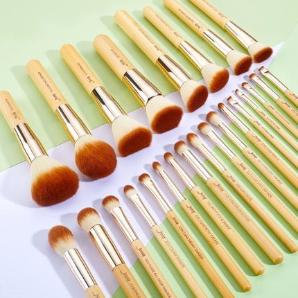 Jessup Professional Bamboo Makeup Brushes, Premium Synthetic Foundation Powder Concealer Blush Highlight Eye Blending Cosmetic Brush Set 25pcs T135