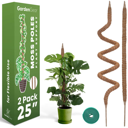 2 Pack 25'' Moss Pole - Monstera Plant Support - Bendable Plant Trellis Moss Pole for Plants Monstera - Moss Poles for Climbing Plants - Plant Sticks Support Plant Stakes for Indoor Plants Potted