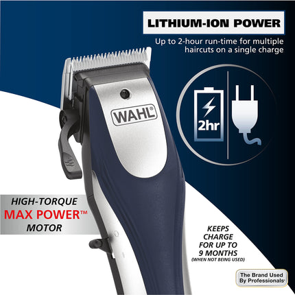 Wahl Lithium Ion Pro Rechargeable Cord/Cordless Hair Clippers for Men, Woman, & Children with Smart Charge Technology for Convenient at Home Haircutting - Model 79470