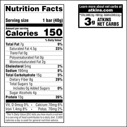 Buy Atkins Snack Bar, Lemon Bar, 13g Protein, 3g Net Carbs, 1g Sugar, Made with Real Almond Butter, in India