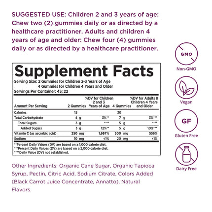 Solgar U-Cubes Children's Vitamin C, 90 Gummies - Includes 2 Great-Tasting Flavors, Orange & Strawberry - Immune Support - For Ages 2 & Up - Non GMO, Vegan, Gluten Free, Dairy Free - 45 Servings