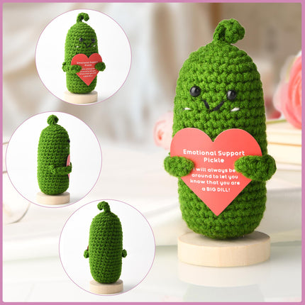 Ivydale Emotional Support Pickle, Handmade Cucumber Crochet Doll, Pickled Knitting Gift for Women Friends (Pickle Heart)