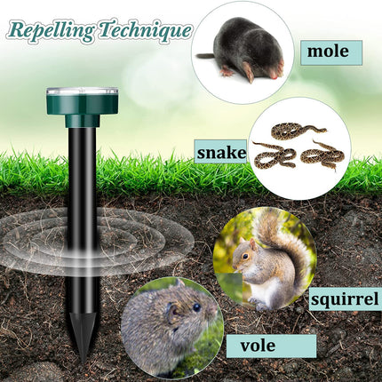 Mole Repellent Snake Repellent Solar Powered 10 Pack Vole Mole Repellent for Lawn Garden Waterproof,Sonic Mole Spikes,Get Rid of Moles Snake Gopher Groundhog Chipmunk for Yard&Garden&Lawn