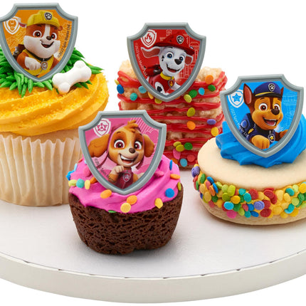 DecoPac Paw Patrol Reporting For Duty Rings, Cupcake Decorations Featuring Chase, Marshall, Skye, And Rubble - 24 Pack