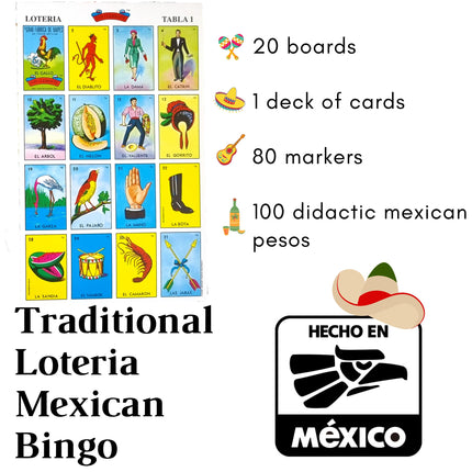 buy The Original Loteria Mexican Bingo Game with 100 Mexican pesos for 20 Players in India