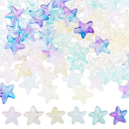 SUNNYCLUE 1 Box 120Pcs Starfish Beads Starfish Bead Glass Star Sea Ocean Animal Double Sided Transparent Loose Spacer Beads for Jewelry Making Beading Kit Bracelet Necklace DIY Craft Supplies Adult