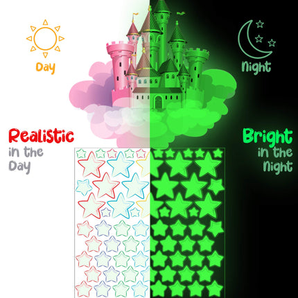 Buy Glow in The Dark Stars, Glowing Unicorn Sets with Castle Moon and Rainbow Wall Decals for Kids Beddi in India.