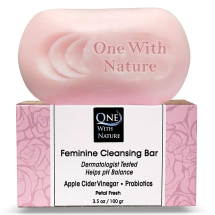 Feminine Cleansing Bar 3 Pack, Probiotics, Apple Cider Vinegar, Omega Fatty Acids, Oatmeal, Pure, gentle cleansing bar for sensitive skin, face, body, 3.5 oz (Petal Fresh Scent)