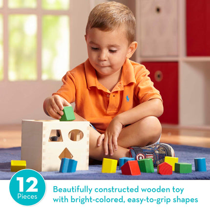 Buy Melissa & Doug Shape Sorting Cube - Classic Wooden Toy With 12 Shapes - Kids Shape Sorter Toys For Toddlers Ages 2+ in India