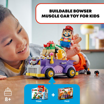 LEGO Super Mario Bowser’s Muscle Car Expansion Set, Collectible Bowser Toy for Kids, Gift for Boys, Girls and Gamers Ages 8 and Up, 71431