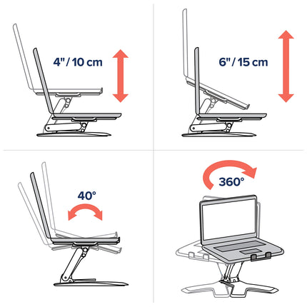 Buy Ergotron Neo-Flex Elevated Laptop Stand for Desk, Adjustable Height, for Laptops up to 21 Inches, Black in India