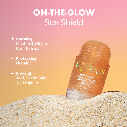 buy Kopari Sun Shield On-The-Glow Sheer Sunscreen Stick SPF 40, Sweat and Water Resistant Roll On Sunscr in India