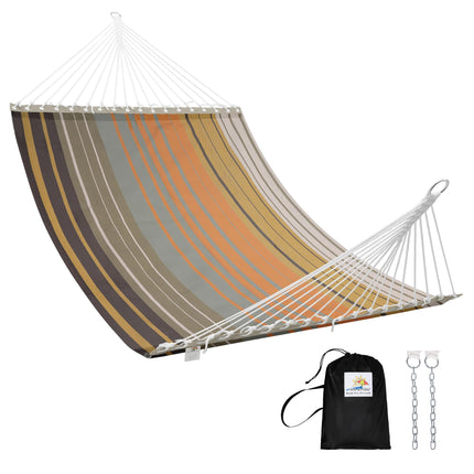 Patio Watcher 13 FT Double Quick Dry Hammock Folding Concealed Steel Spreader Bar Portable Two Person Hammock for Camping Outdoor Patio Yard Beach，450 lbs Capacity，Coffee