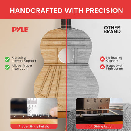 Pyle Beginner Acoustic Guitar Kit, 1/4 Junior Size All Wood Instrument for Kids, Adults, 30" Natural Gloss