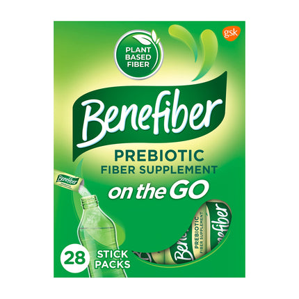 Benefiber On the Go Prebiotic Fiber Supplement Powder for Digestive Health, Daily Fiber, Unflavored - 28 Sticks (3.92 Ounces)