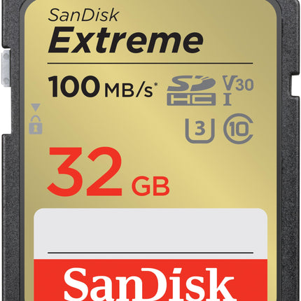 SanDisk 32GB Extreme SDHC UHS-I Memory Card - C10, U3, V30, 4K, UHD, SD Card - SDSDXVT-032G-GNCIN