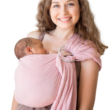 Baby Sling and Ring Sling 100% Cotton Muslin Infant Carrier Ring Sling Baby Carrier Front and Chest Newborn Carrier Baby Carrier Wrap – Rose Color