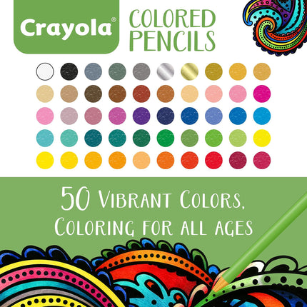 Crayola Colored Pencils For Adults (50ct), Colored Pencil Set for Adult Coloring Books, Coloring Set, Teen Easter Basket Stuffer [Amazon Exclusive]