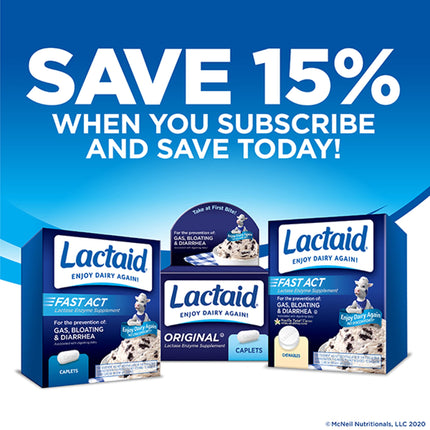 Buy Lactaid Original Strength Lactose Intolerance Relief Caplets with Natural Lactase Enzyme, 120 ct in India India