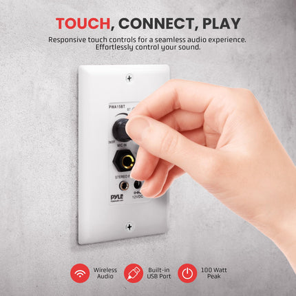 buy Pyle Bluetooth Receiver Wall Mount, in-Wall Audio Control with Built-in Amplifier in India