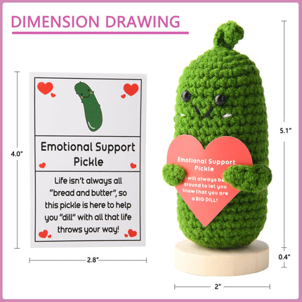 Ivydale Emotional Support Pickle, Handmade Cucumber Crochet Doll, Pickled Knitting Gift for Women Friends (Pickle Heart)