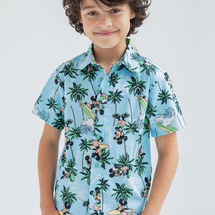 Buy Disney Mickey Mouse Little Boys Hawaiian Button Down Dress Shirt 7-8 in India