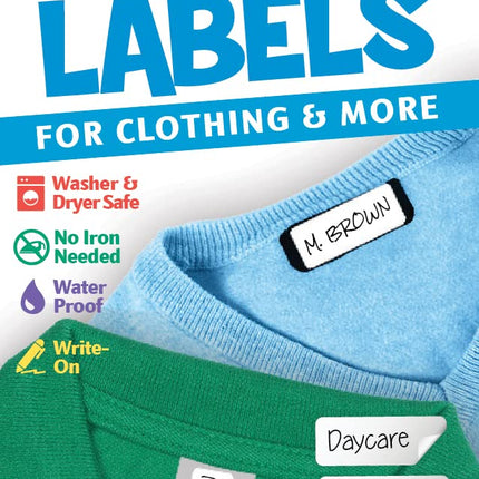 Ez Kids Clothing Labels Self-Stick No-Iron Write-On | Great for Children & Adults | Washer & Dryer Safe | School, Camp, Nursing Care, Toys, Organizing, All Purpose | 1 Sheet of 60 Blank Labels