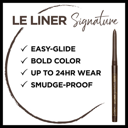 L'Oreal Paris Makeup Eyeliner, Le Liner Signature Mechanical Easy-Glide, Smudge Resistant Waterproof Eyeliner, Long Lasting Bold Color, Brown Denim, 0.011 oz, 1 count