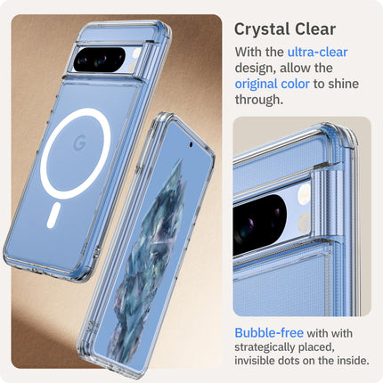 LONLI JIC - for Pixel 8 Pro Case - Tough Clear Protective Phone Case (2nd Gen) - [Compatible with Pixel Stand] - [Built-in Magnets for Magsafe] - [10 FT Drop Protection]