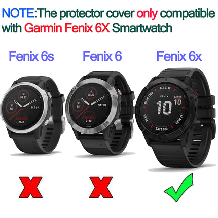 RuenTech Smartwatch Cover for Garmin Fenix 6X/6X Pro/6X Sapphire, TPU Protective Case Frame (Black Tint)