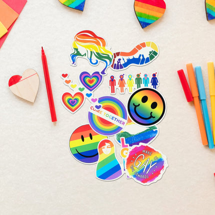 Pride Stickers, 100-Piece LGBTQ Rainbow Stickers, Vinyl LGBT Gay Pride Stickers for Laptops, Water Bottles, Luggage, Scrapbooking