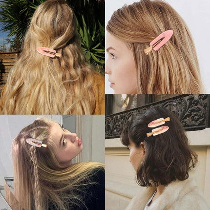 Magicsky 10PCS No Bend Hair Clips for Styling, Acrylic Resin Flat Clip, No Crease Curl Small Pin, Bang Seamless Hair Barrette Tool for Makeup-Hairstyle Accessories for Women Girls, Pink Opal