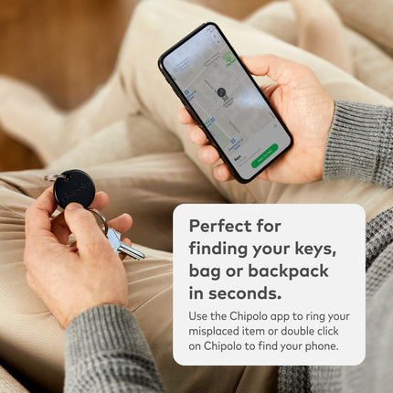 Chipolo ONE - 1 Pack - Key Finder, Bluetooth Tracker for Keys, Bag, Item Finder, Free Premium Features, Works with Chipolo app (iOS & Android compatible) BLACK