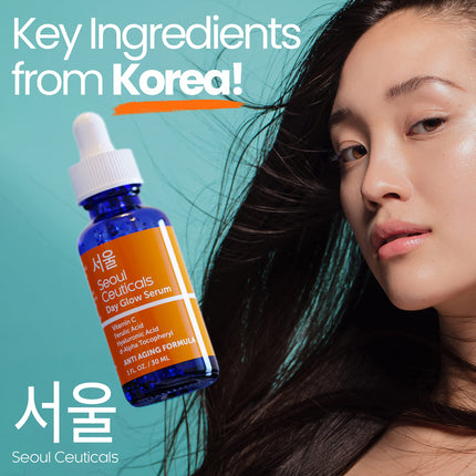 SeoulCeuticals Korean Skin Care 20% Vitamin C Hyaluronic Acid Serum + CE Ferulic Acid - Potent Anti Aging, Anti Wrinkle Korean Beauty 1oz