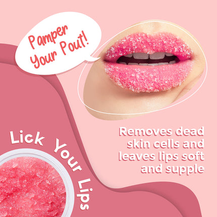 Lick Your Lips Watermelon Sugar Scrub for Dry, Cracked and Dark Lips – Organic Lip Scrubs Exfoliator and Moisturizer with Lip Brush – Vegan, Cruelty-Free Lip Care Product (20g)