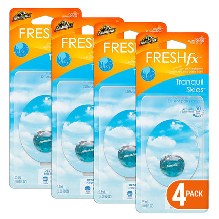 Armor All Car Air Freshener and Purifier - Odor Eliminator for Cars & Truck, Freshfx Tranquil Skies, 0.08 Fl Oz Diffuser, Pack of 4, 18593-4PK