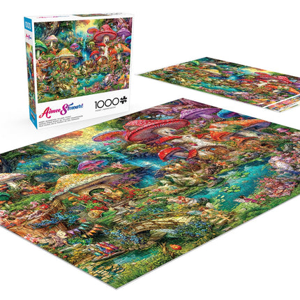 Buffalo Games - Aimee Stewart - Merry Mushroom Village Picnic - 1000 Piece Jigsaw Puzzle for Adults Challenging Puzzle Perfect for Game Nights - Finished Size 26.75 x 19.75