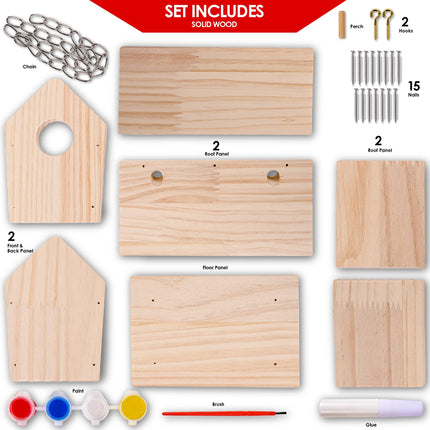 Hapinest Build and Paint a Wooden Birdhouse Kit for Kids - Woodworking Crafts for Children Ages 5 6 7 8 9 10 11 12 Years and Up