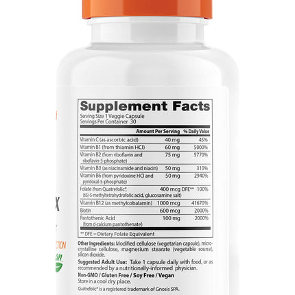 Doctor's Best Fully Active B Complex, Non-GMO, Gluten & Soy Free, Vegan, Supports Energy Production, 30 Count