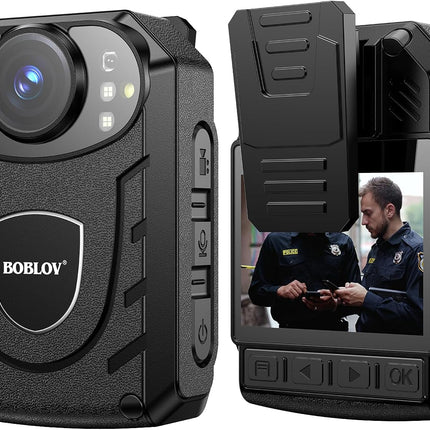 BOBLOV KJ21 Wearable Body Camera, 1296P Support Memory Expand Max 128G 8-10Hours Recording Police Body Camera Lightweight and Portable Easy to Operate Clear NightVision (KJ21 Only)