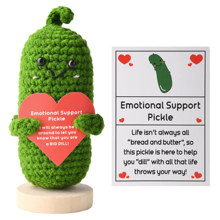 Ivydale Emotional Support Pickle, Handmade Cucumber Crochet Doll, Pickled Knitting Gift for Women Friends (Pickle Heart)