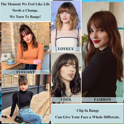 Bangs Hair Clip 100% Human Hair Bangs Hairpiece Bangs Clip In Hair Extensions Clip In Bangs Blonde Clip On Bangs French Bangs Fringe With Temples Hairpieces For Women