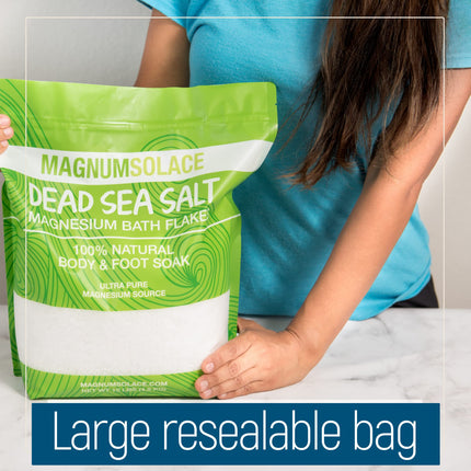 Magnesium Flakes for Bath - Magnesium Chloride Flakes - Dead Sea Salts for Soaking, 10 LBS