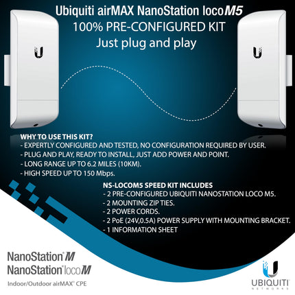 buy pre-configured bundle of 2 Ubiquiti NanoStation LOCOM5 P2P-2 units kit in India