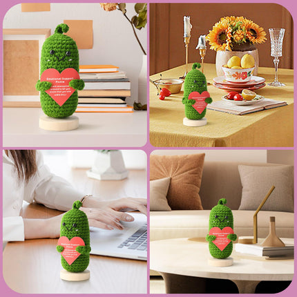 Ivydale Emotional Support Pickle, Handmade Cucumber Crochet Doll, Pickled Knitting Gift for Women Friends (Pickle Heart)