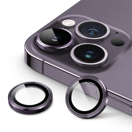 JETech Camera Lens Protector for iPhone 14 Pro 6.1-Inch and iPhone 14 Pro Max 6.7-Inch, 9H Tempered Glass Metal Individual Ring Cover, HD Clear, 3-Pack (Deep Purple)