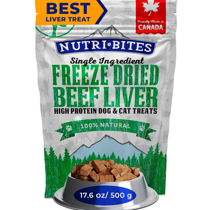 Nutri Bites Liver Treats for Dogs & Cats, High-Protein Freeze Dried Beef Liver Snacks, Single Ingredient, No Additives, Perfect for Training, Sensitive Diets, Value Bulk Pack 17.6 oz