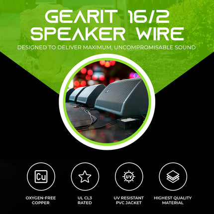 buy GearIT 16/2 Speaker Wire (250 Feet) 16AWG Gauge - Outdoor Direct Burial in Ground/in Wall / CL3 CL2 Rated / 2 Conductors - OFC Oxygen-Free Copper in India